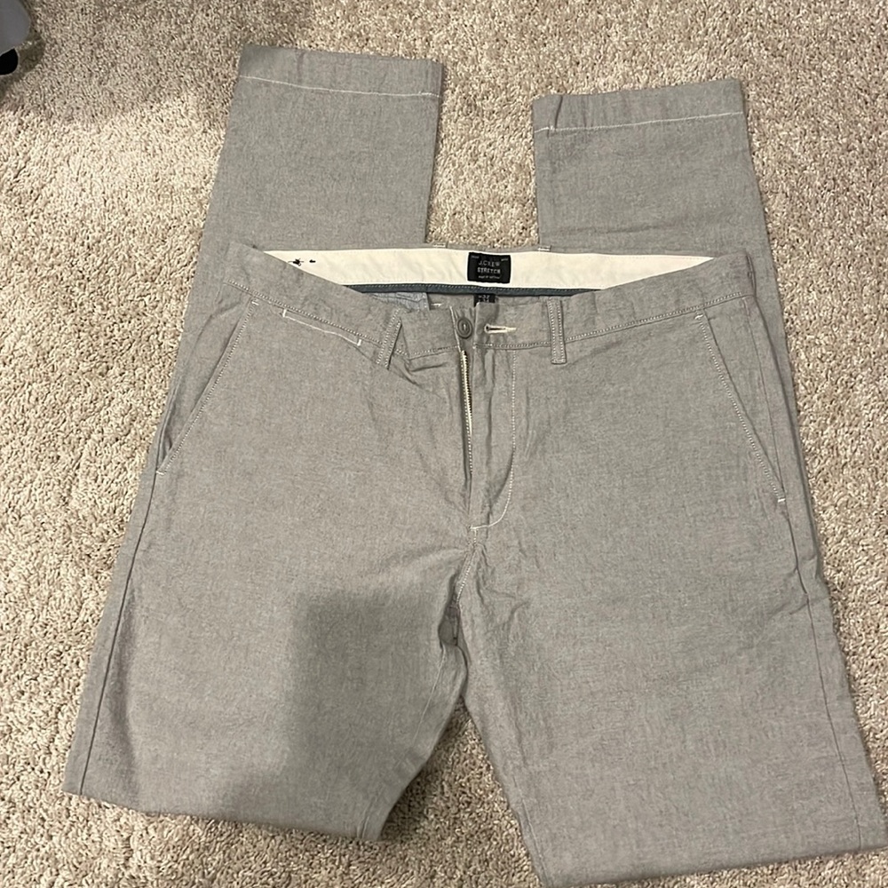JCREW mens gray chambray slim dress pants, never worn, w32, L34